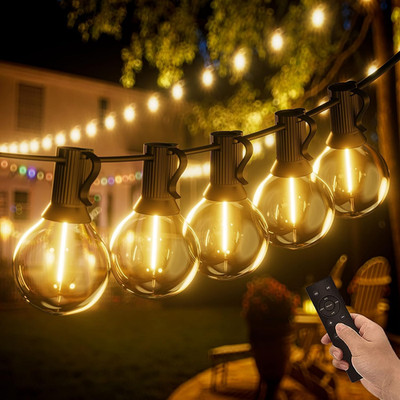 60M Lichterkette Außen Dimmbar, 200FTLED G40 Outdoor Lichterkette Mit Fernbedien