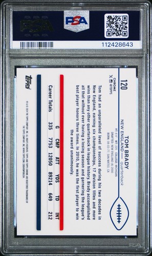 2024 Topps cromo #120 Tom Brady refractor sepia PSA 10 - Imagen 2 de 2