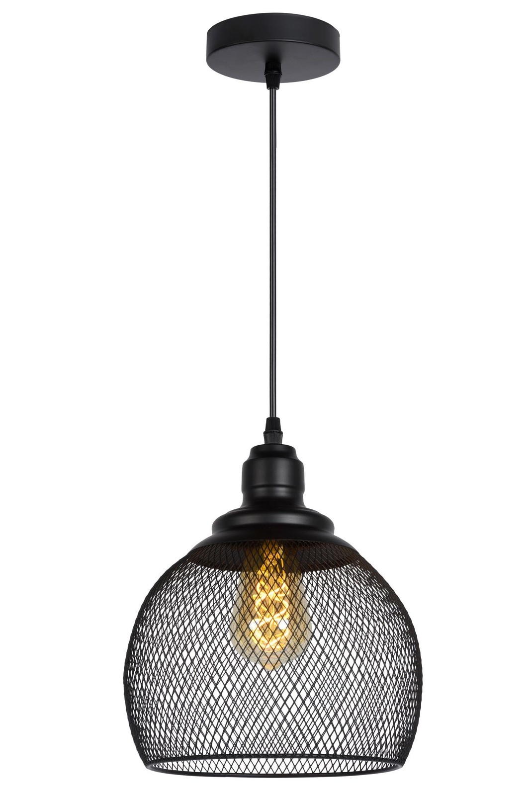 Suspension MESH noire Ø 22 cm avec douille E27 pour luminaire de plafond