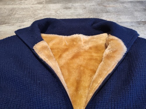 Vintage Herren Full Zip Pullover Shacket Velour gefüttert dick schwer Etikett fehlt - Bild 2 von 19