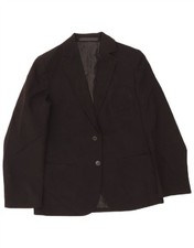 MARKS & SPENCER Girls 2 Button Blazer Jacket 12-13 Years Black Polyester DH21