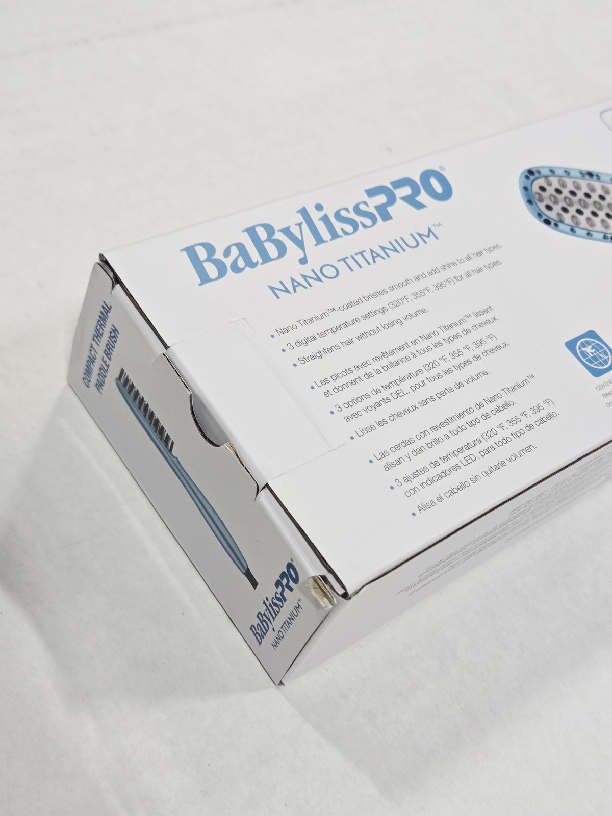 BaBylissPRO Nano Titanium Compact Thermal Paddle Brush 3 Heat Settings New Hair