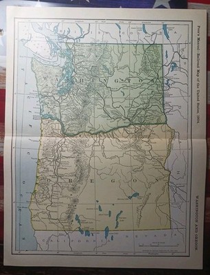 ~1904 Antike Eisenbahnkarte WASHINGTON OREGON Alle Eisenbahnstrecken Depots 11x9'' 