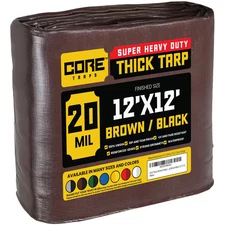 12 ft.x 12 ft.Brown/Black 20 Mil Heavy Duty Polyethylene Tarp,Waterproof,UV Resi