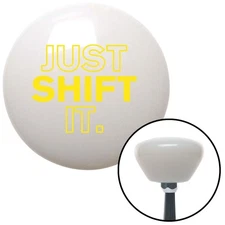 Yellow Just Shift It. White Retro Shift Knob w/ M16x1.5 Insert Shifter Auto