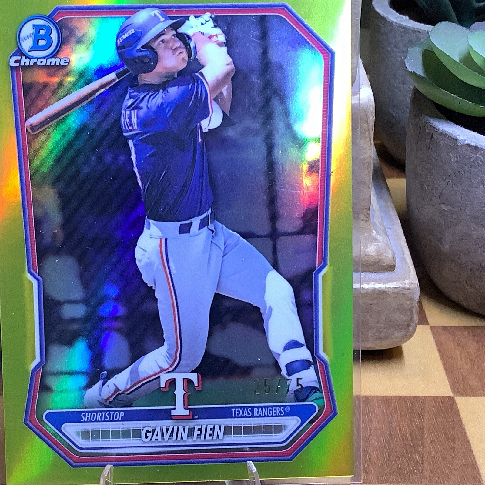 Bowman Bowman Chrome Gavin Fien Texas Rangers Serial Numbered 25/75 view 2