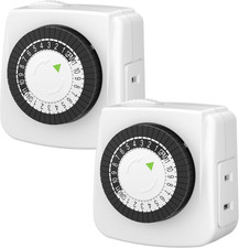 BN-LINK Indoor Timers Plug Mechanical 2 Prong 24-Hour Mini Lamp Timers 2 Pack, f