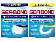 Sea-Bond Secure Denture Adhesive Seals, Original Uppers & Lowers, 30 Count Each
