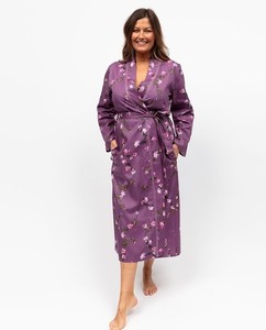 chinese dress ladies Long Full Length Fuchsia Pink Purple Sexy Satin Lace Wrap Bathrobe PLU   Just For You Boutique