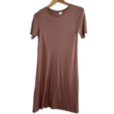 H&M Basics 100% Viscose Solid Mocha Brown Shortsleeve Soft T-Shirt Dress S/P