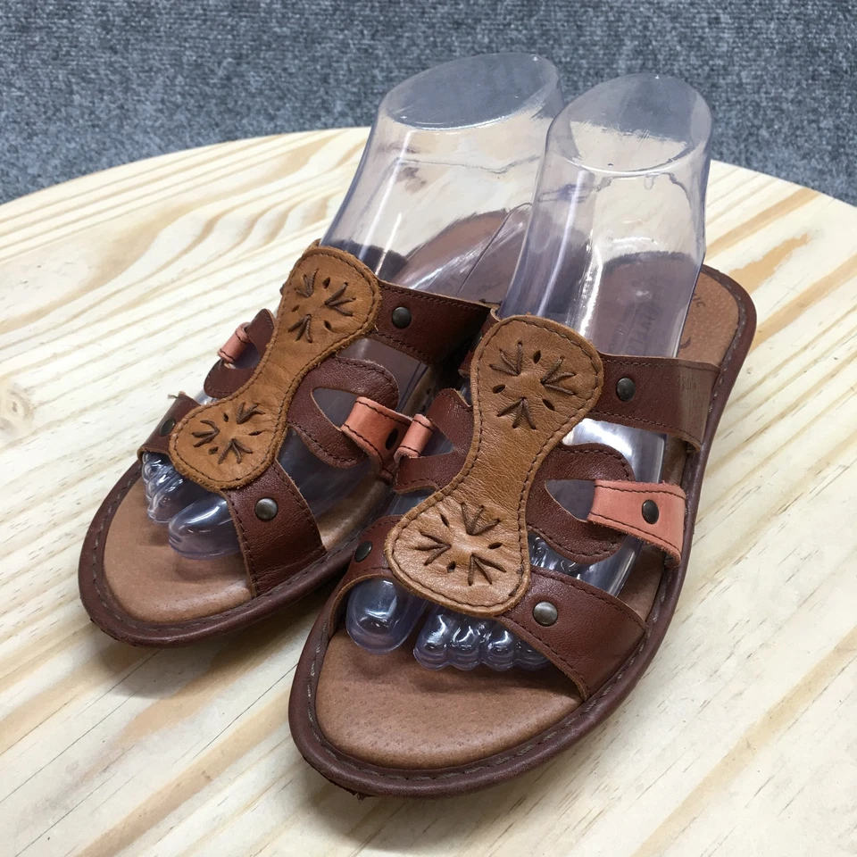 Sandalias Fly Flot para mujer 38 italianas cómodas sin cordones cuña deslizable cuero marrón Foto 3 de 4