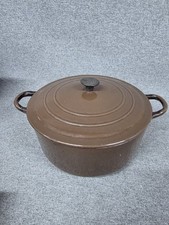 Vintage Le Creuset Dark Brown Casserole Pan Pot Oven Dish Cast Iron French 22cm