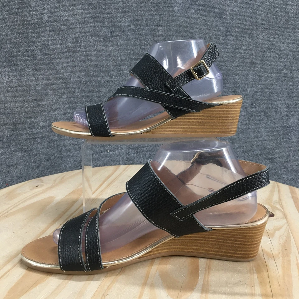 Sandalia Coach And Four para mujer 11 negra Columbia con tiras de cuero con cuña Foto 2 de 4