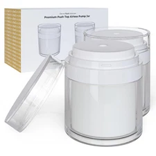 Premium Airless Pump Jars Set of 2 | Push Down Pump Container for Skincare | ...