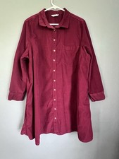 Vestido Camisa Time and Tru Para Mujer Pana XXXL Manga Larga Borgoña Vino Granate