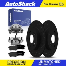 Rear Drilled Slotted Brake Rotors Premium Ceramic Pads Hubs for Honda Accord