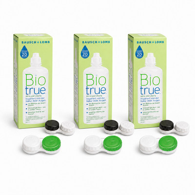 3x Bausch + Lomb Biotrue 300 ml All-in-One Kontaktlinsenlösung inkl. 6 Etuis