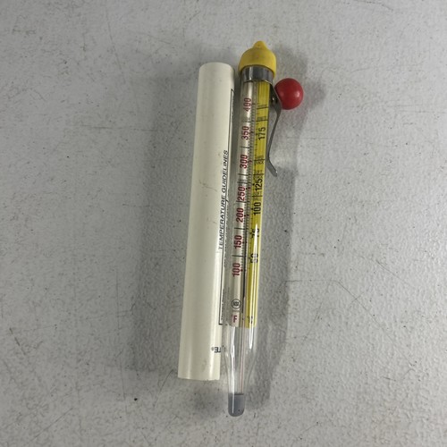 Vintage Acu-rite Deep Frying Candy Jelly Clip Thermometer w/ Barrel Cover