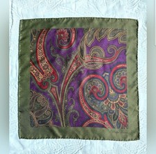 Ralph Lauren Purple Label Paisley Pocket Square - Purple and Green