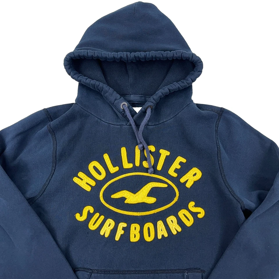 Винтажная женская толстовка с капюшоном Y2K Hollister XL темно-синяя толстовка свитер доски для серфинга * - Изображение 2 из 4