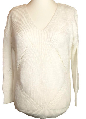 NEU EXPOSURE  CREMEFARBENER PULLOVER PULLI MIT RÜCKENDETAIL   GRÖSSE M 12/14 # B181*