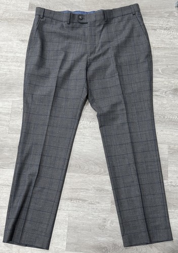 NWT Original Penguin Men's 38 x 30 Wool Blend Pants Gray Check Blue Straight Leg