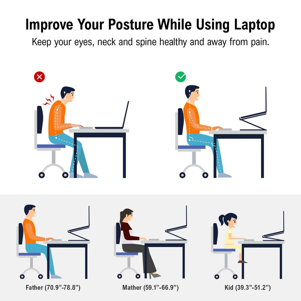 Adjustable Ergonomic Laptop Stand for Desk with Ventilation Cooling