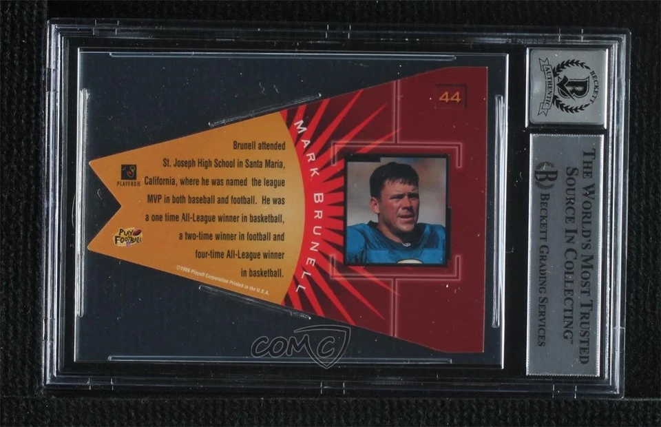 BAS 1998 Playoff Contenders Pennants Red Mark Brunell #44 BGS Authentic Auto - Image 2 of 2