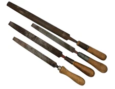 Lot of 4 Vintage Files Filing Tools Wood Handles Nicholson Simonds Lenox