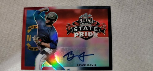 Bryce Jarvis 2020 LEAF METAL DRAFT RED WHITE BLUE PRIZM ROOKIE AUTO 1/10 MINT - Picture 4 of 4