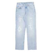 LEVI'S 501 BIG E Jeans Distressed Womens Blue Straight Stone Wash W25 L28