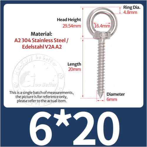 Augbolzen Ringschraube Hakenschraube Ösenschraube Edelstahl V2A A2 Holz Gewinde - Bild 28 von 56
