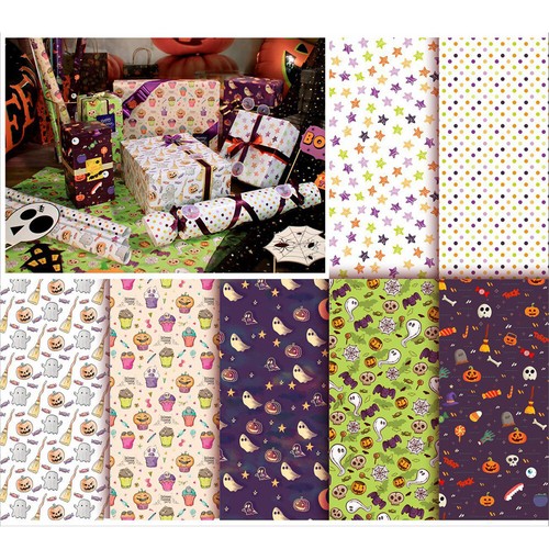 Halloween Pumpkin Ghost Web Gift Wrapping Paper Sheet Gifts Packaging Supplies