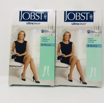 Jobst Ultra Sheer Support Compression Stockings 8-15mmHg Silky Beige 9.5-11 2 Pk
