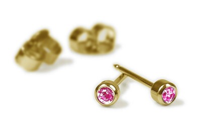 STUDEX Erstohrstecker Rund Rosa Ø 2,8mm Edelstahl Vergoldet 100% Steril