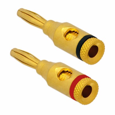 4x Nauc Bananenstecker 24 K vergoldet High End für Kabel bis 6mm²