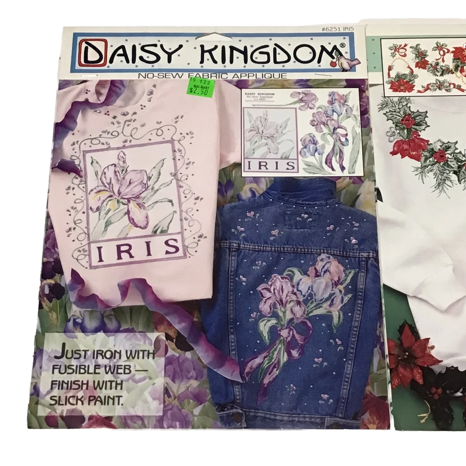 Lot of 2 No Sew Fabric Applique Berries Beads & Bows / IRIS Floral Daisy Kingdom - Imagem 4 de 4