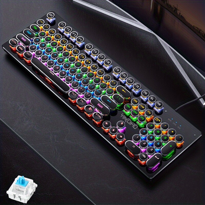 104-Key Mechanical Keyboard with Green Axis and Backlit for Office and E-sports Gaming