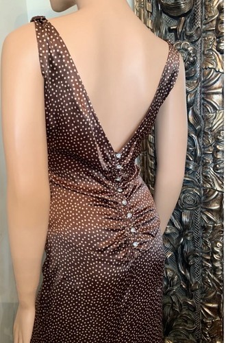 Tracy Reese Silk Brown Polka Dot Long Dress Size 4/6 - Picture 4 of 5