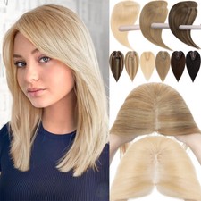 Free Part Clip in Human Hair Topper Hand-Tied Lace Base Remy Hairpiece Toupee