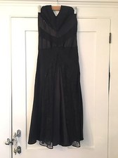 Oasis black beaded silk halter neck backless evening dress size 10
