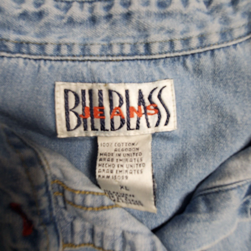 Vintage Bill Blass Embroidered Chambray Shirt Womens XL Blue Christmas - Picture 4 of 6