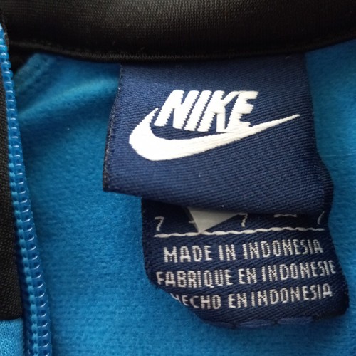 Nike Track Jacket Youth Kids Size 7 Zip Up w/ pockets 2 Tone Blue and Black - Picture 5 of 8
