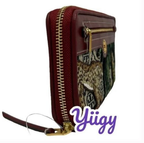 🐼💦 Tory Burch 🐼💦 T Monogram Embroidered Zip Continental Wallet Card 🐼 D26 - Picture 3 of 7