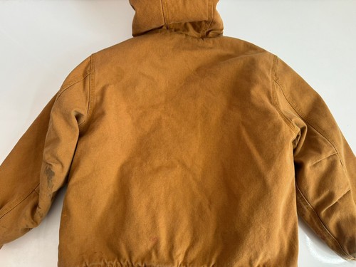 Carhartt Jacket Boys Medium 10-12 Brown Duck Quilt Lined Hooded Youth Kids Coat - Picture 8 of 10