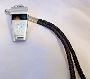 Wilson Chrome Plated Whistle - Made In USA on wrist strap