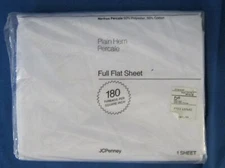 J.C. Penney's Cotton/ Poly Percale White Double Bed Sheet 81" x 108" MIP Sealed