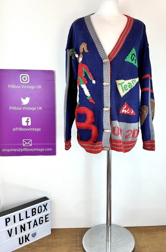 Vintage Berek Marta D American Football Cheerleaders Cardigan Size Small - Picture 3 of 12