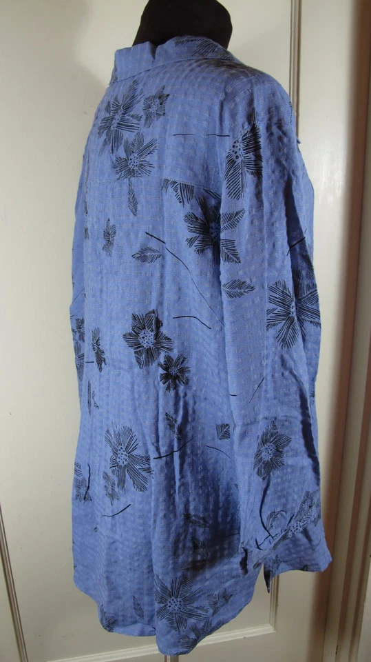 Blusa Top NTCO Nomadic Traders Lino Mezcla Rayón Púrpura Abotonada Cuello en V Talla XL Foto 4 de 4