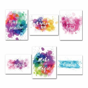 6 Piezasset Color Palabra Motivación Cartel Inglés Pintura